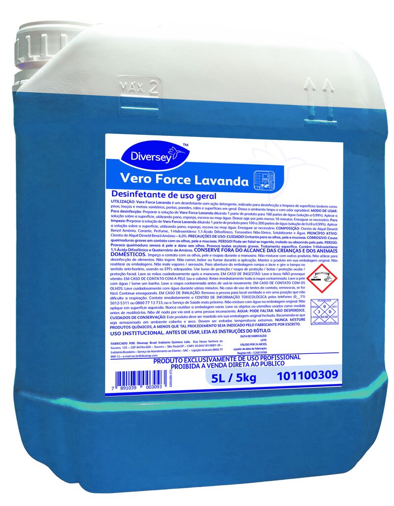 VERO FORCE LAVANDA 5L - DESINFETANTE DE USO GERAL